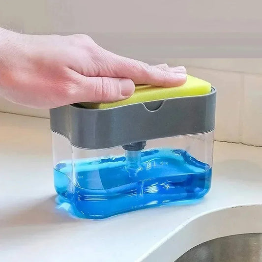 Automatic soap dispenser with sponge for kitchen